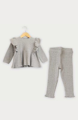 تونیک آستین بلند و لگ پنبه لایکرا سوزن خالی