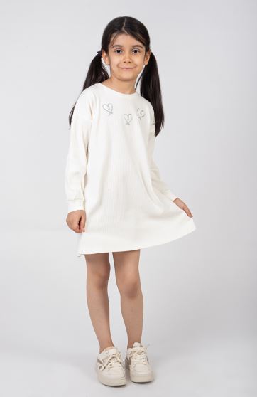 پیراهن پنبه لایکرا سوزن خالی آستین بلند