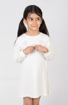 پیراهن پنبه لایکرا سوزن خالی آستین بلند