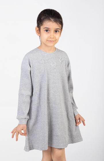 پیراهن پنبه لایکرا سوزن خالی آستین بلند