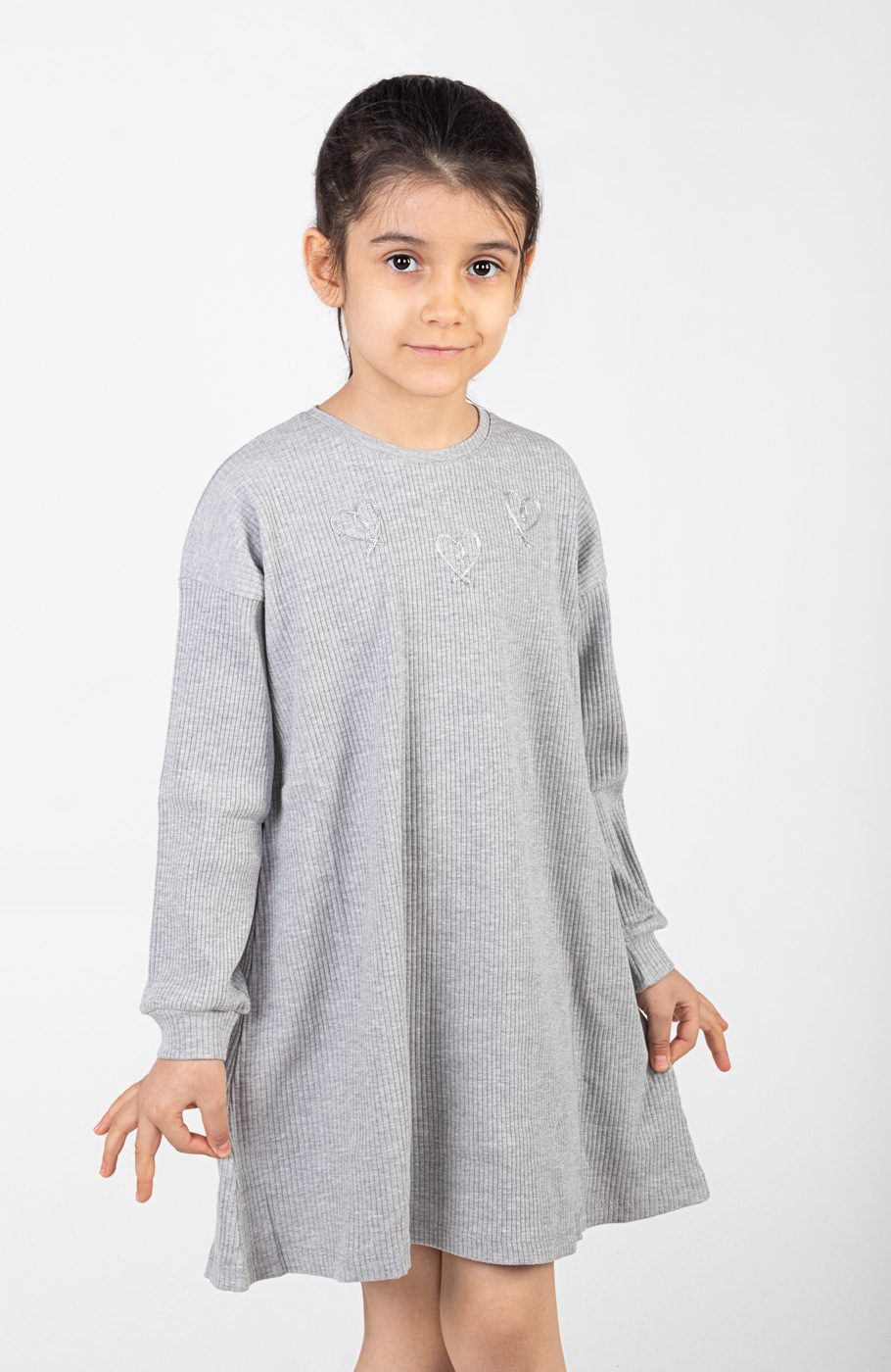 پیراهن پنبه لایکرا سوزن خالی آستین بلند