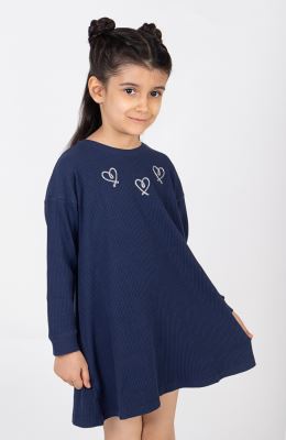 پیراهن پنبه لایکرا سوزن خالی آستین بلند