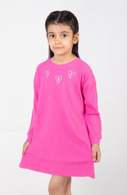 پیراهن پنبه لایکرا سوزن خالی آستین بلند