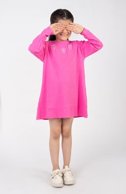 پیراهن پنبه لایکرا سوزن خالی آستین بلند