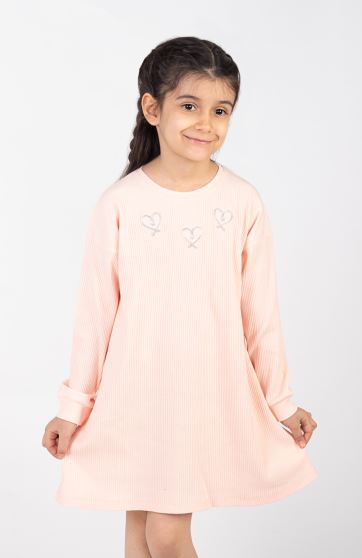 پیراهن پنبه لایکرا سوزن خالی آستین بلند