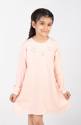 پیراهن پنبه لایکرا سوزن خالی آستین بلند