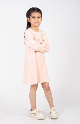 پیراهن پنبه لایکرا سوزن خالی آستین بلند