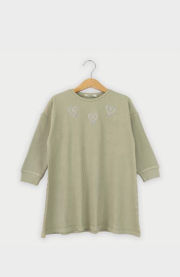 پیراهن پنبه لایکرا سوزن خالی آستین بلند