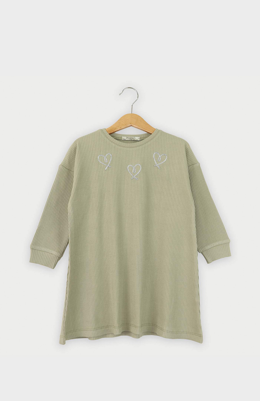 پیراهن پنبه لایکرا سوزن خالی آستین بلند