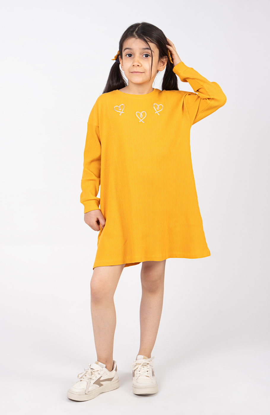 پیراهن پنبه لایکرا سوزن خالی آستین بلند