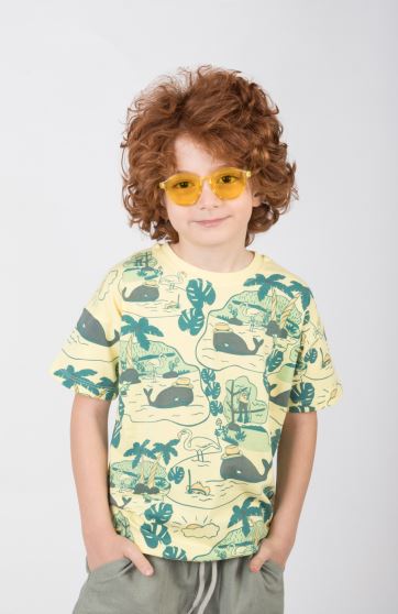 تیشرت یکرو لایکرا تمام چاپ هاوایی