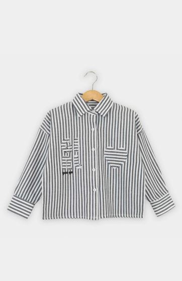 شومیز نساجی راه راه استین بلند