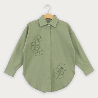 شومیز لینن اسلپ آستین بلند