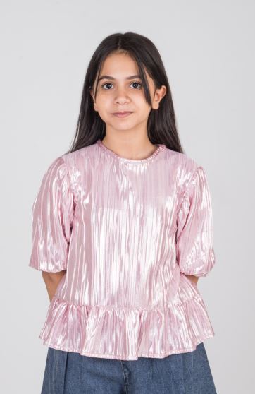 بلوز ساتن پلیسه آستین کوتاه