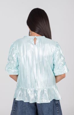 بلوز ساتن پلیسه آستین کوتاه