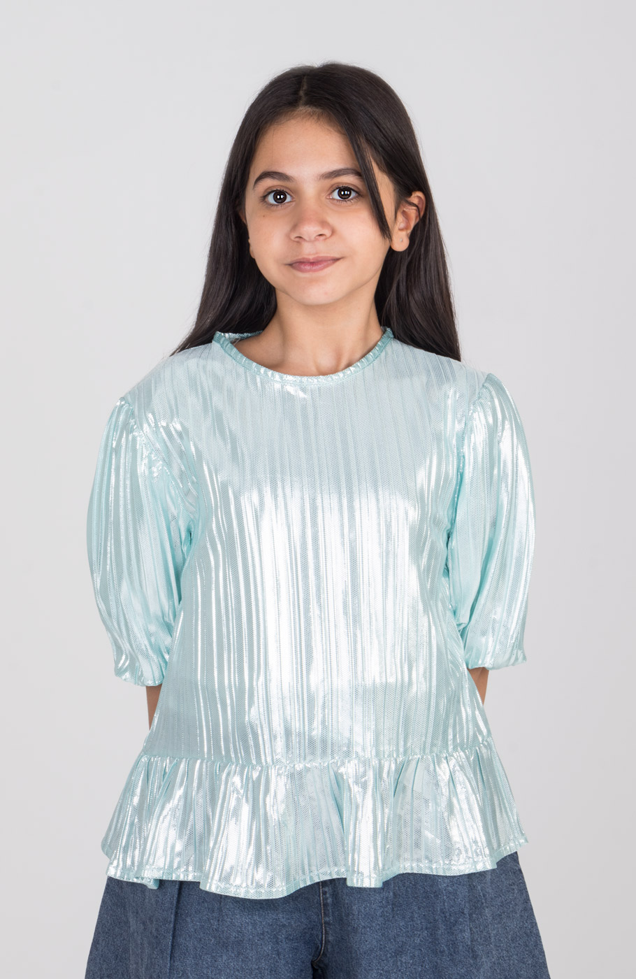 بلوز ساتن پلیسه آستین کوتاه