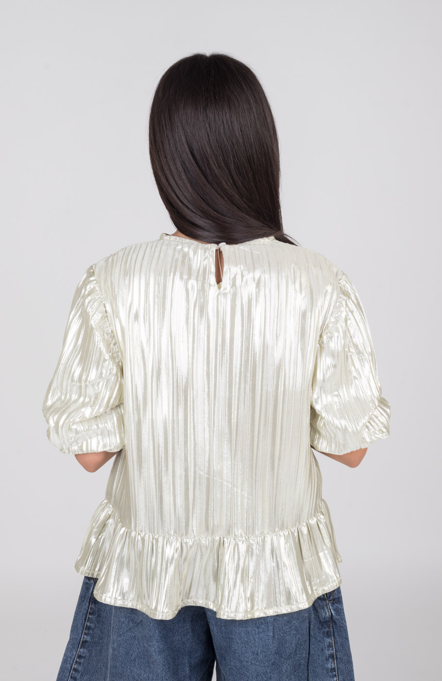 بلوز ساتن پلیسه آستین کوتاه