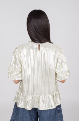 بلوز ساتن پلیسه آستین کوتاه