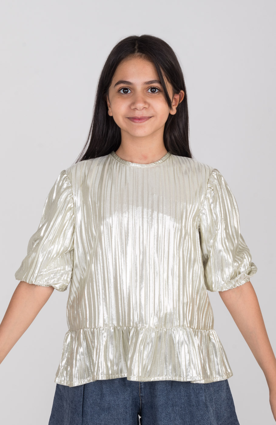 بلوز ساتن پلیسه آستین کوتاه