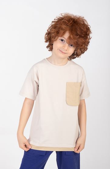 تیشرت یکرو لایکرا جیب دار