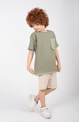 تیشرت یکرو لایکرا جیب دار