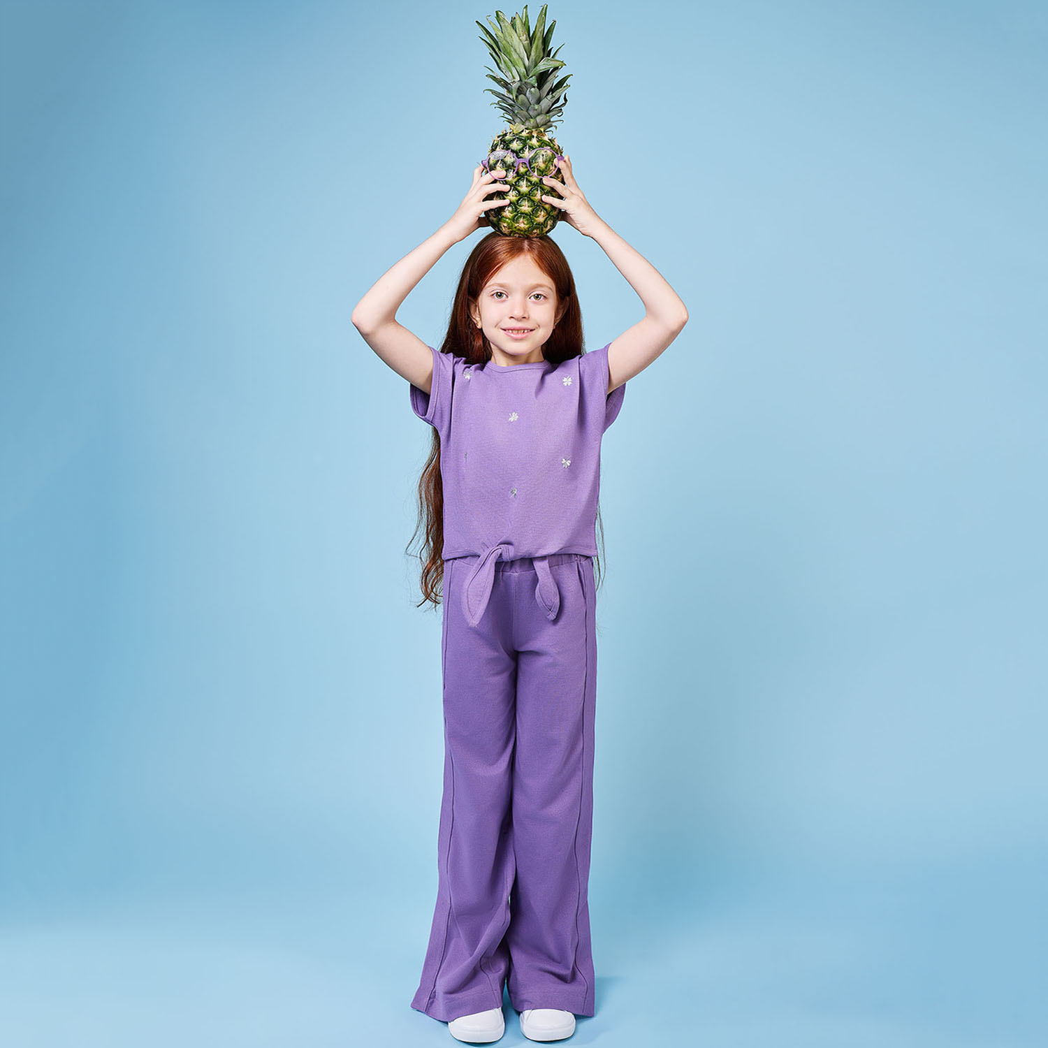 تیشرت یکرو لایکرا لمه دار جلو گره ای (ست با 10396)