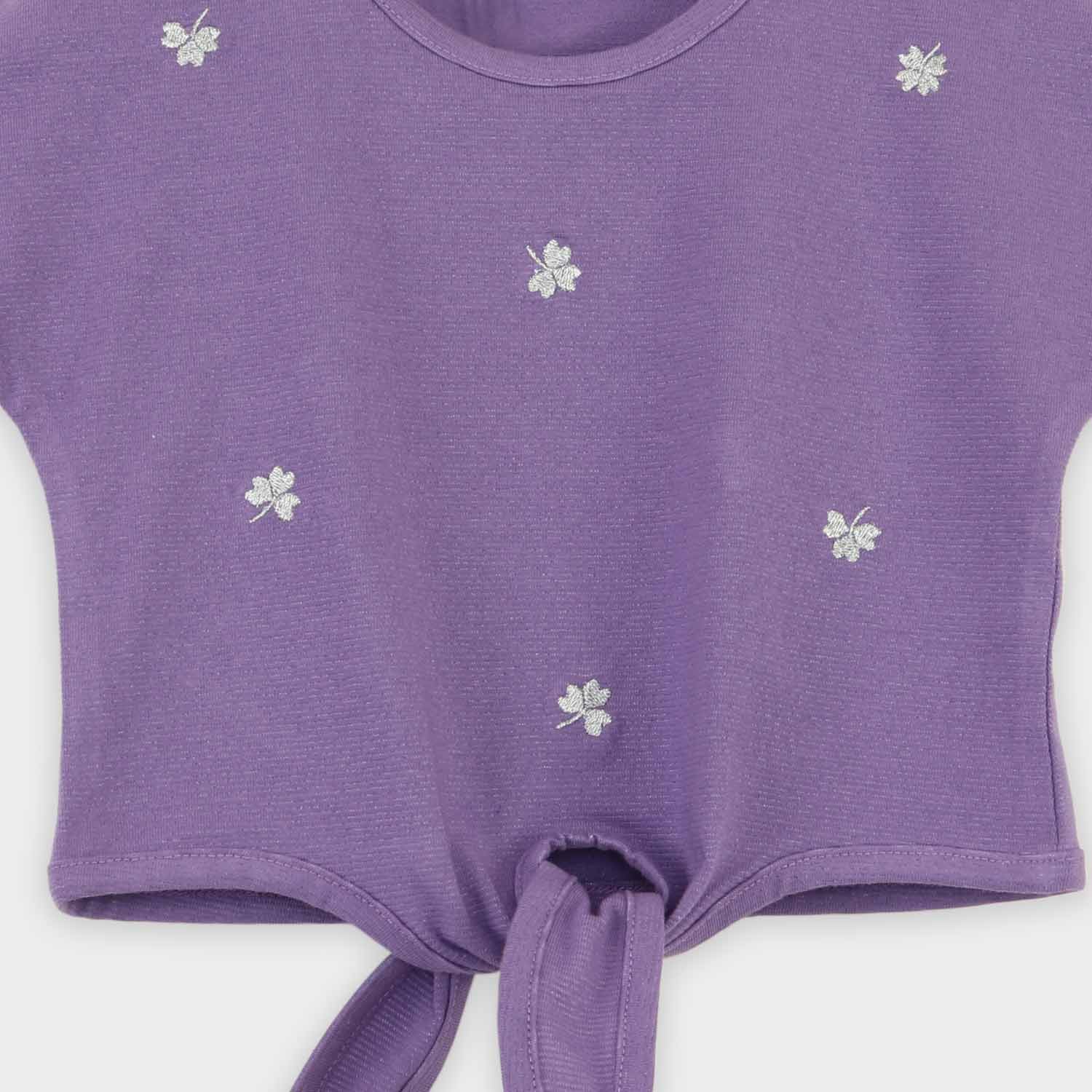 تیشرت یکرو لایکرا لمه دار جلو گره ای (ست با 10398)