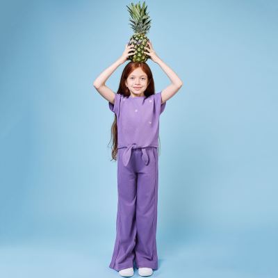 تیشرت یکرو لایکرا لمه دار جلو گره ای (ست با 10398)