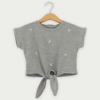 تیشرت یکرو لایکرا لمه دار جلو گره ای (ست با 10396)