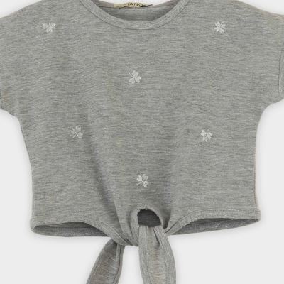 تیشرت یکرو لایکرا لمه دار جلو گره ای (ست با 10398)