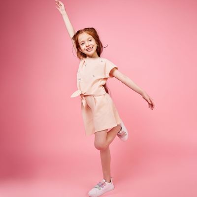 تیشرت یکرو لایکرا لمه دار جلو گره ای (ست با 10396)