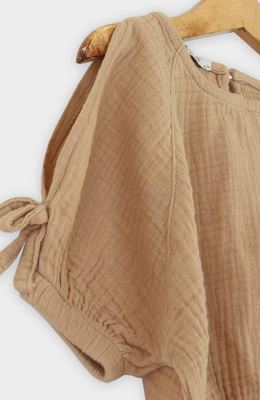 بلوز وال دو لایه پفکی آستین کوتاه