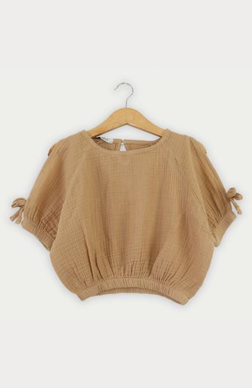 بلوز وال دو لایه پفکی آستین کوتاه