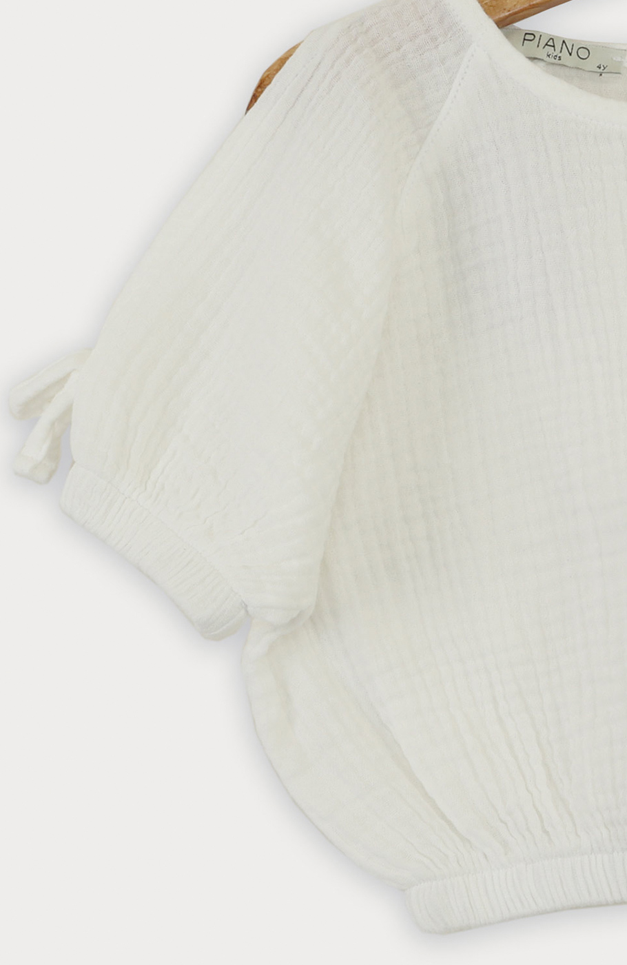 بلوز وال دو لایه پفکی آستین کوتاه