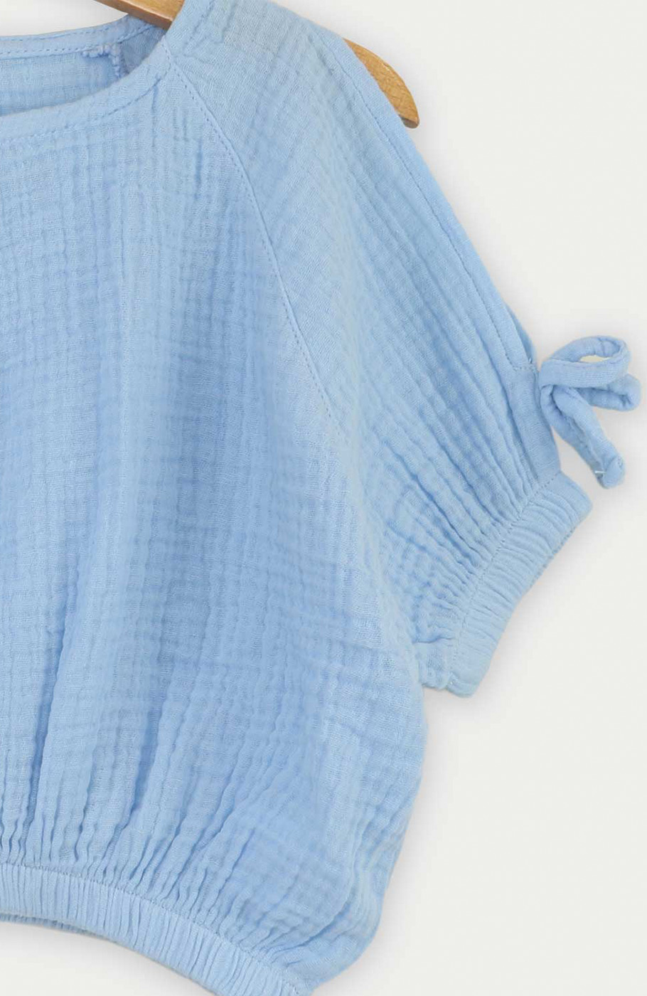 بلوز وال دو لایه پفکی آستین کوتاه