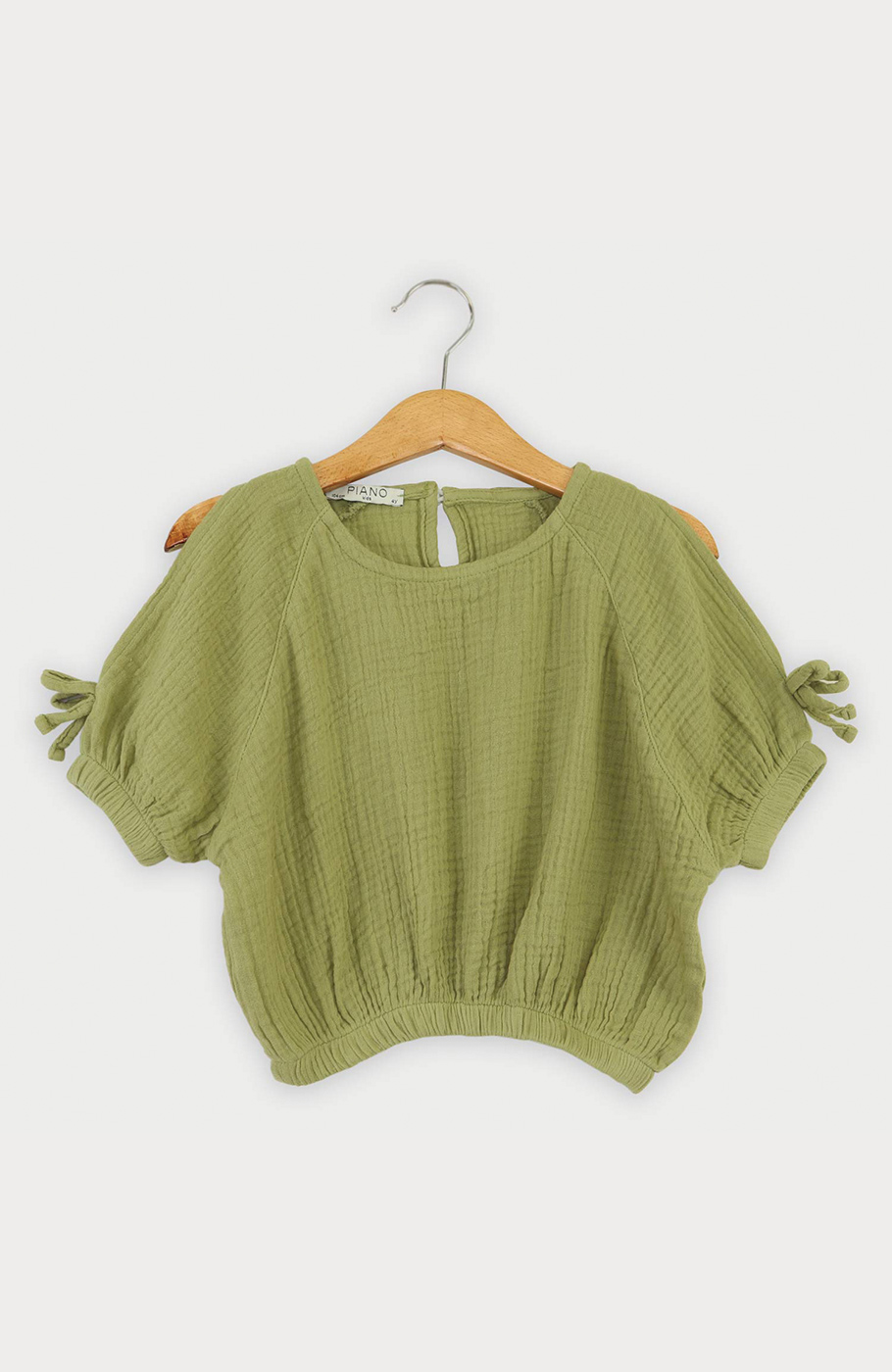 بلوز وال دو لایه پفکی آستین کوتاه