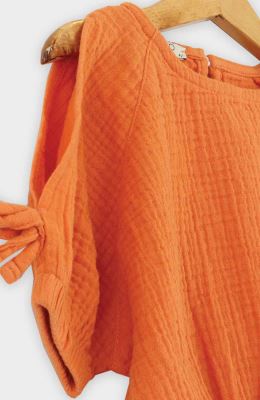 بلوز وال دو لایه پفکی آستین کوتاه