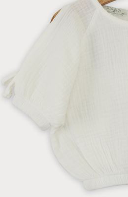 بلوز وال دو لایه پفکی آستین کوتاه