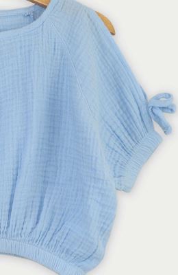 بلوز وال دو لایه پفکی آستین کوتاه