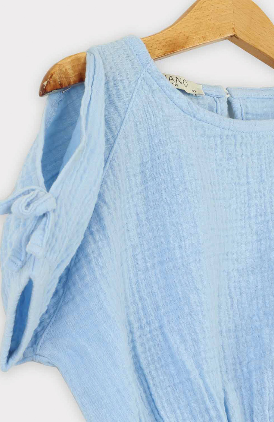 بلوز وال دو لایه پفکی آستین کوتاه