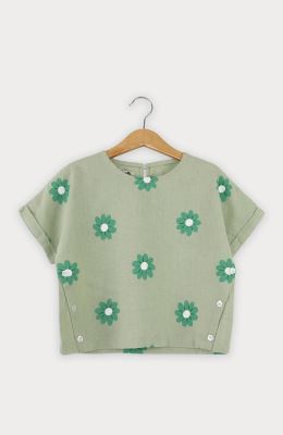 بلوز لینن آستین کوتاه