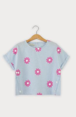 بلوز لینن آستین کوتاه