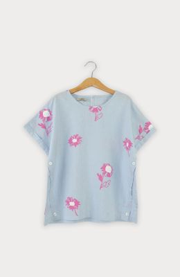 بلوز لینن آستین کوتاه