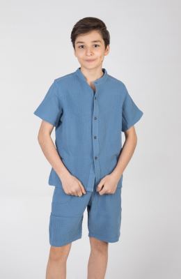 شومیز وال دو لایه آستین کوتاه (ست با کد 11221)