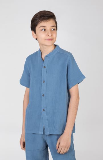 شومیز وال دو لایه آستین کوتاه (ست با کد 10223)