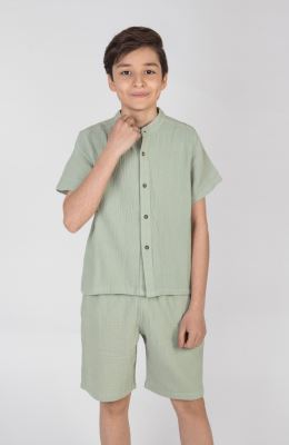 شومیز وال دو لایه آستین کوتاه (ست با کد 10223)