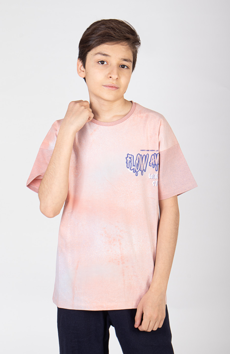 تیشرت یکرو لایکرا ابرو بادی آستین افتاده