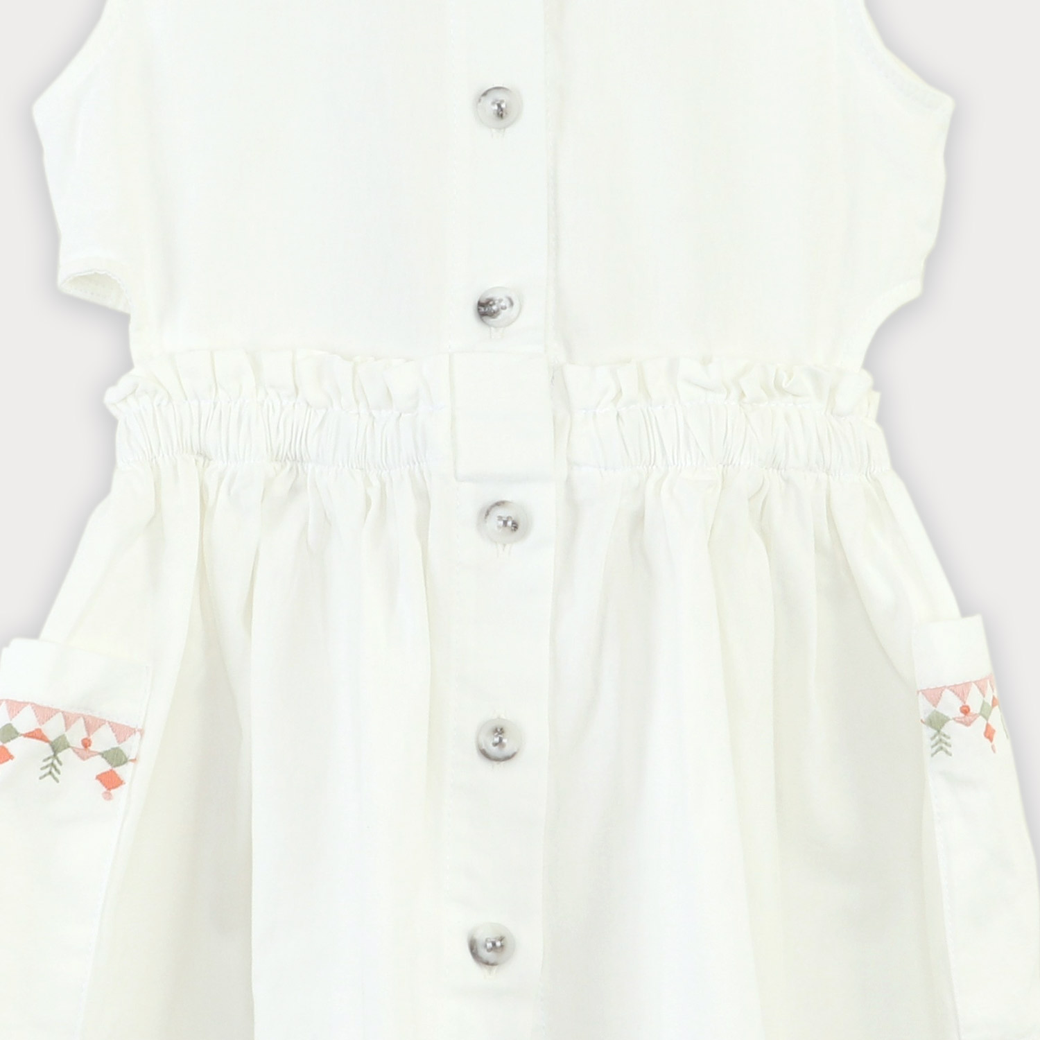 پیراهن کتان کمر کش آستین حلقه ای