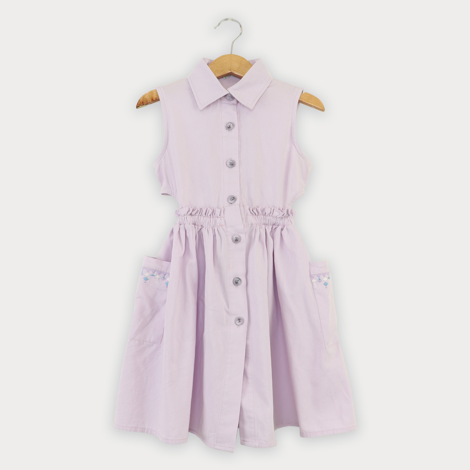 پیراهن کتان کمر کش آستین حلقه ای