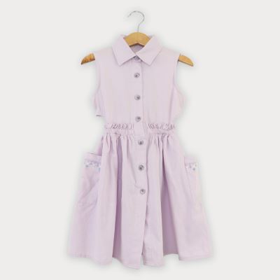 پیراهن کتان کمر کش آستین حلقه ای